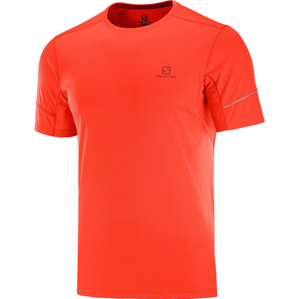 Salomon Singapore Mens T-shirts - AGILE SS M Orangered | 90537-PLTG